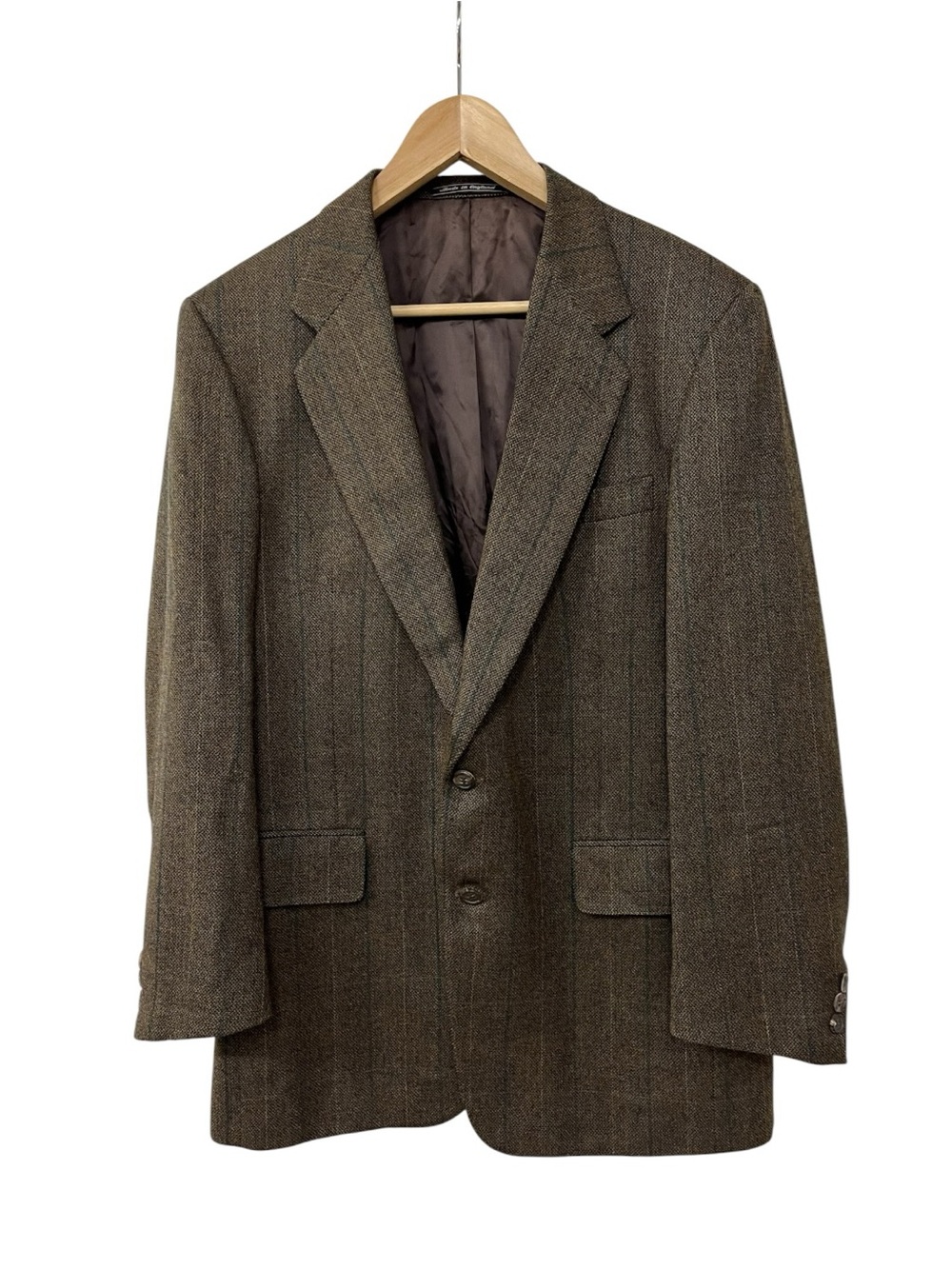 Chester Barrie Wool Herringbone Weave Stripe Brown Blazer Jacket 40